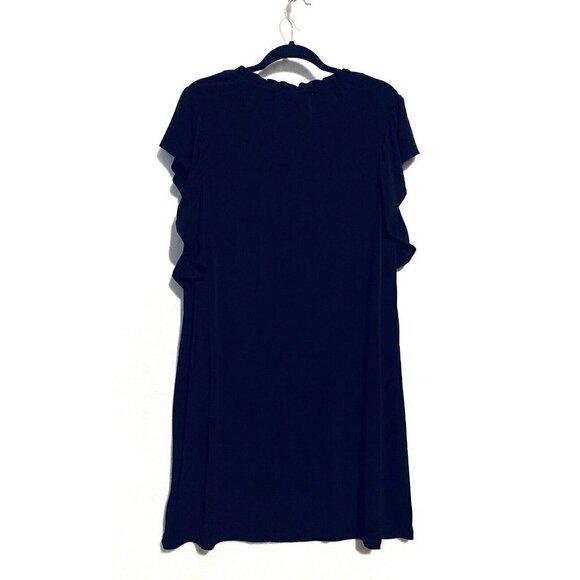 Michael Kors Dress Womens 1X Black Flutter Ruffle Sleeve Tie Neck Stretch Jersey - Picture 3 of 5